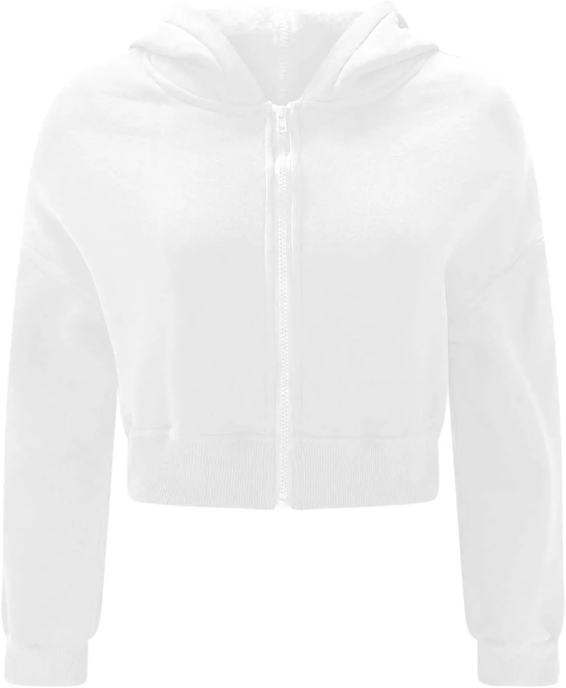 Womens Cropped Hoodie Full Zipper Hooded Sweatshirts Fleece Long Sleeve Pullover Tops Trendy Fall Clothes 2024