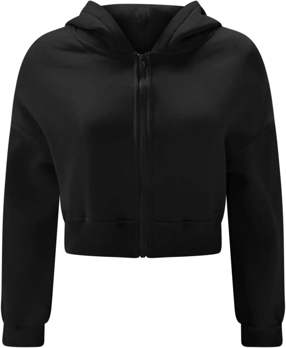 Womens Cropped Hoodie Full Zipper Hooded Sweatshirts Fleece Long Sleeve Pullover Tops Trendy Fall Clothes 2024
