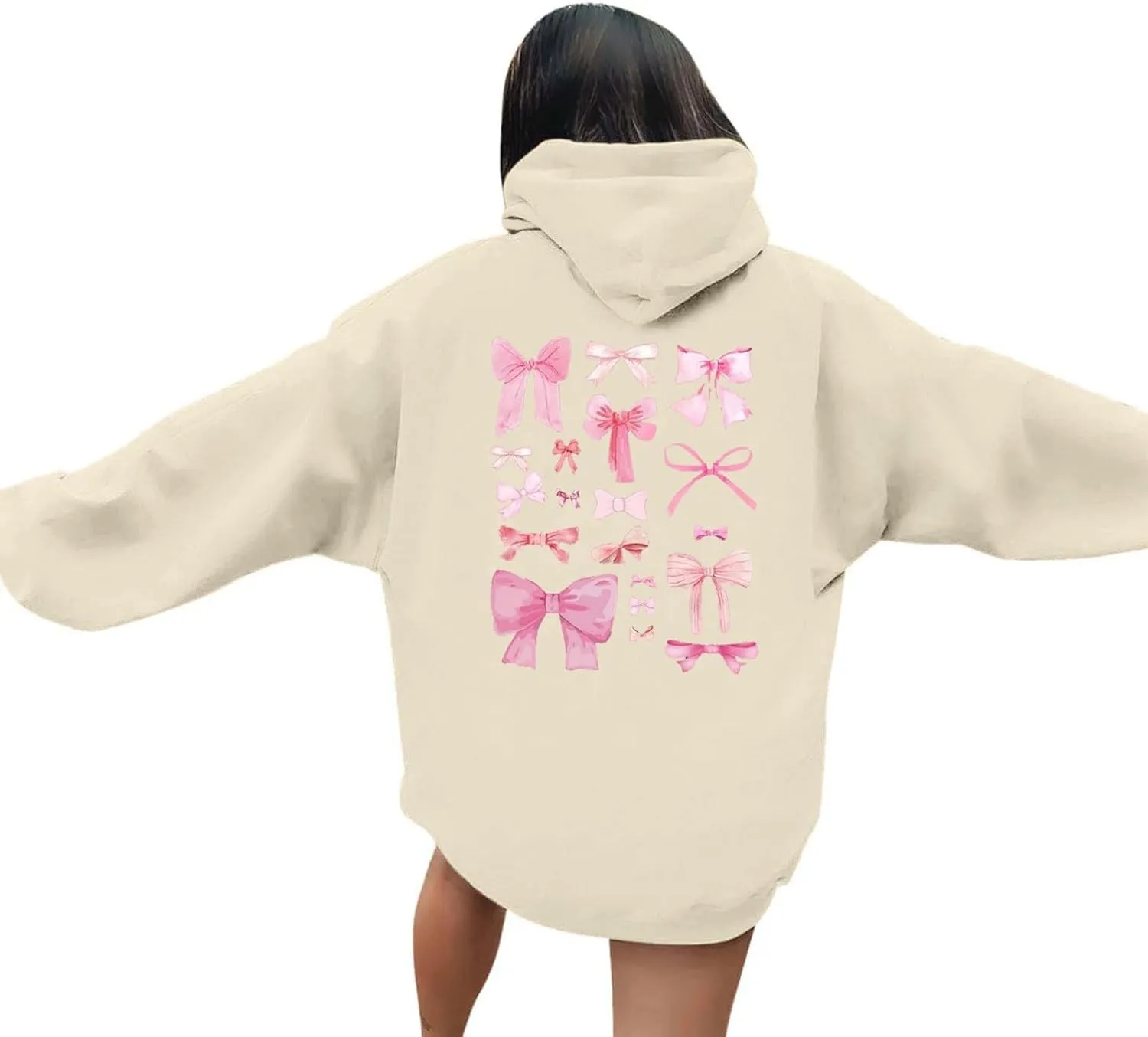 Women's Fashion Sweatshirts Loose Fit Printed Oversized Hooded Pullover Sweatshirts Outdoor Workout Hoodie with Pocket