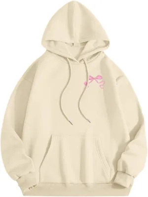 Women's Fashion Sweatshirts Loose Fit Printed Oversized Hooded Pullover Sweatshirts Outdoor Workout Hoodie with Pocket