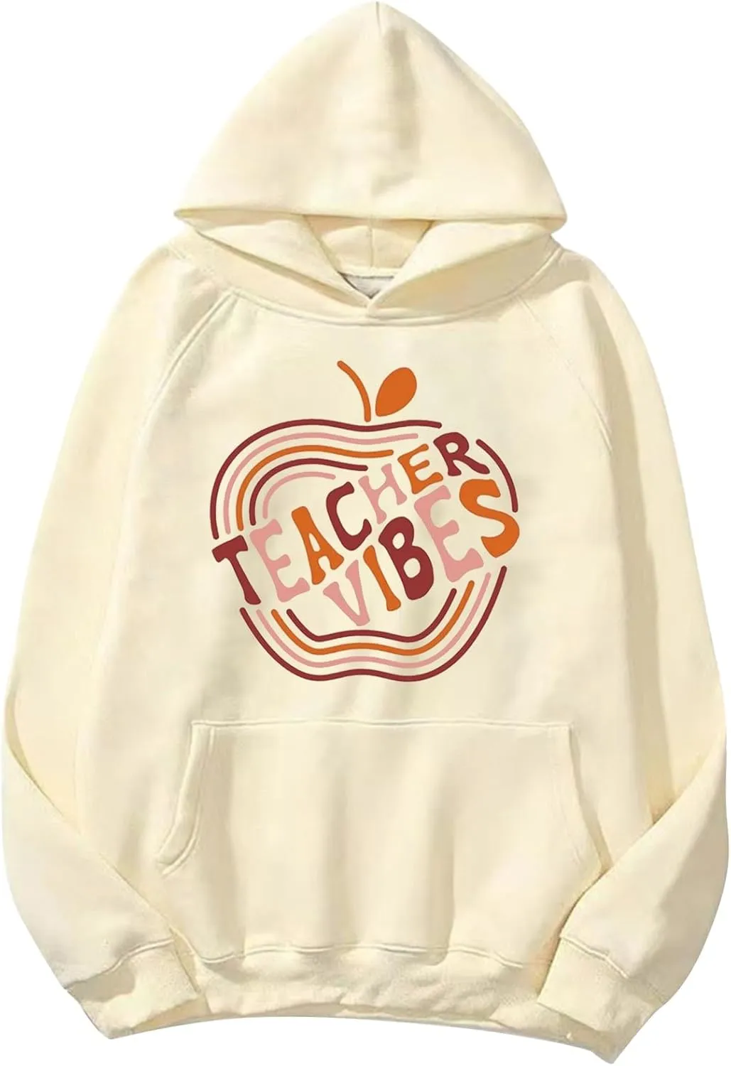 Womens Fashion Teacher Hoodie Loose Hooded Back to School Funny Letter Print Pullover Sweatshirts Fall Casual Hoodies