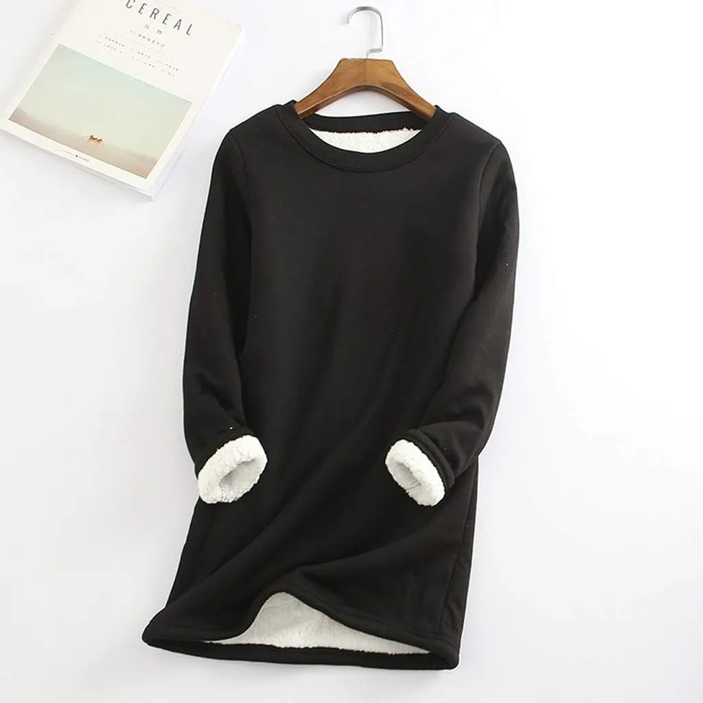 Women's Fleece Lined Crewneck Sweatshirt Long Sleeve Casual Warm 2024 Winter Fall Pullover Tops