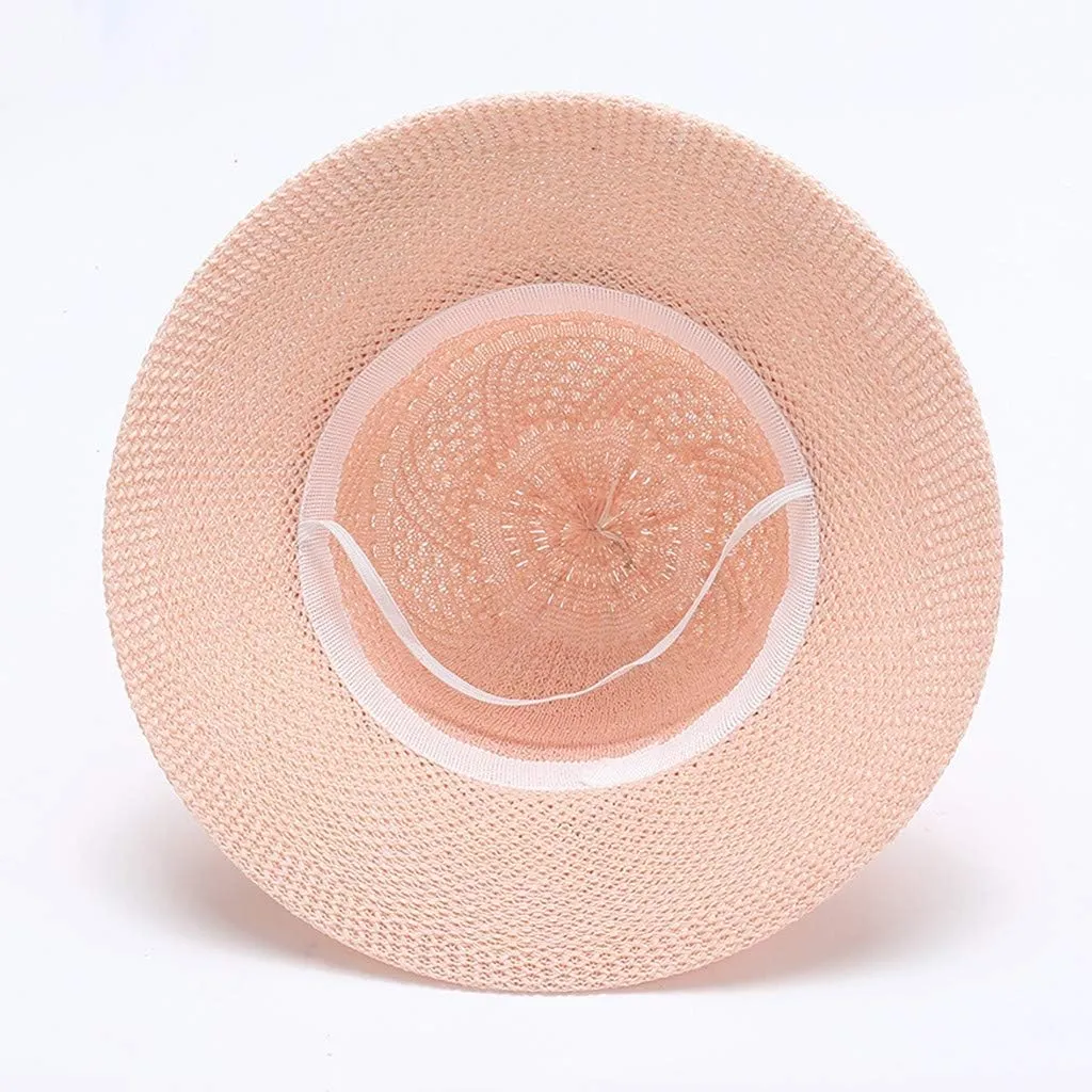 Women's Girl Summer Straw Hat Flower Wide Brim Floppy Beach Sun Visor Hat Cute Fedora Hat Tea Party Bucket Hat Travel