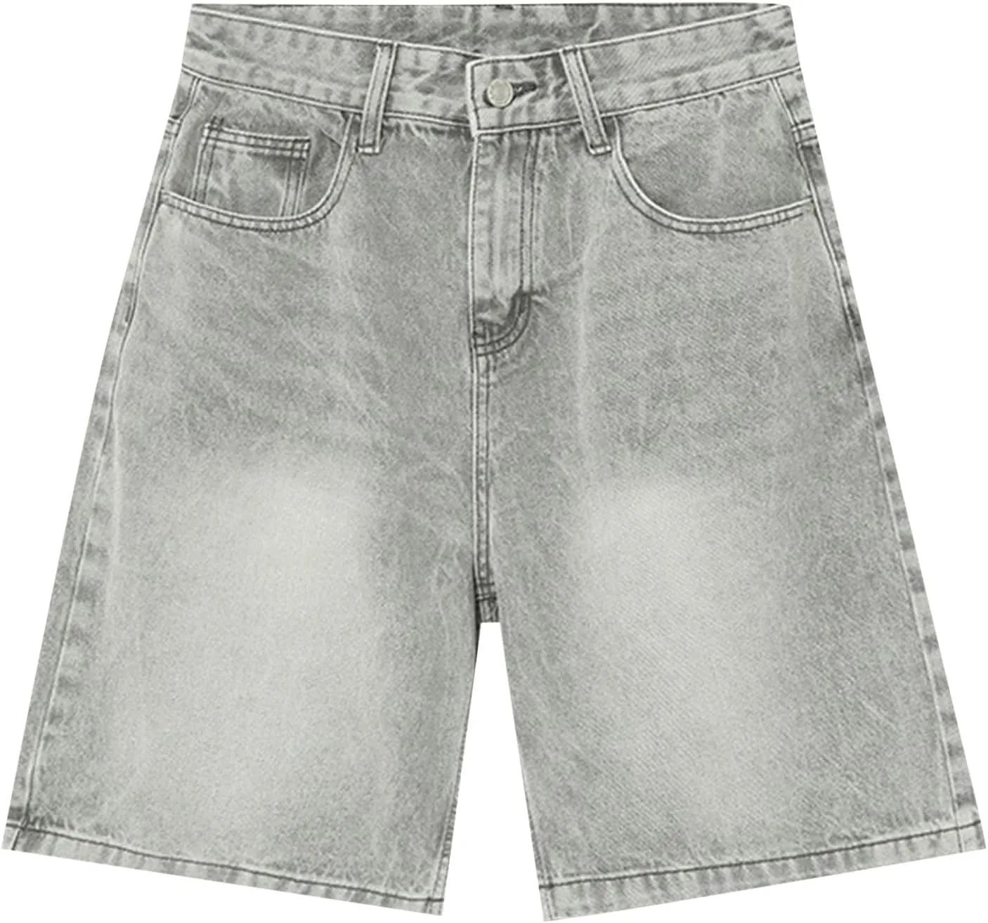 Womens High Waisted Stretch Bermuda Denim Shorts Knee Length Distressed Cutoffs, Loose Fit Casual Summer Jean Shorts