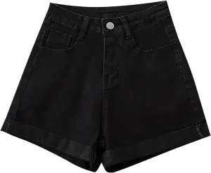Women's High Waisted Stretchy Denim Shorts Casual Summer Wide Leg Jean Shorts Trendy A Line Design Loose Fit Jorts