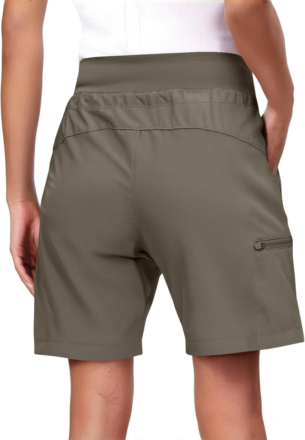 Womens Hiking Cargo Shorts Quick Dry High Waisted 7 Inch Long Golf Athletic Summer Shorts with Zipper Pockets