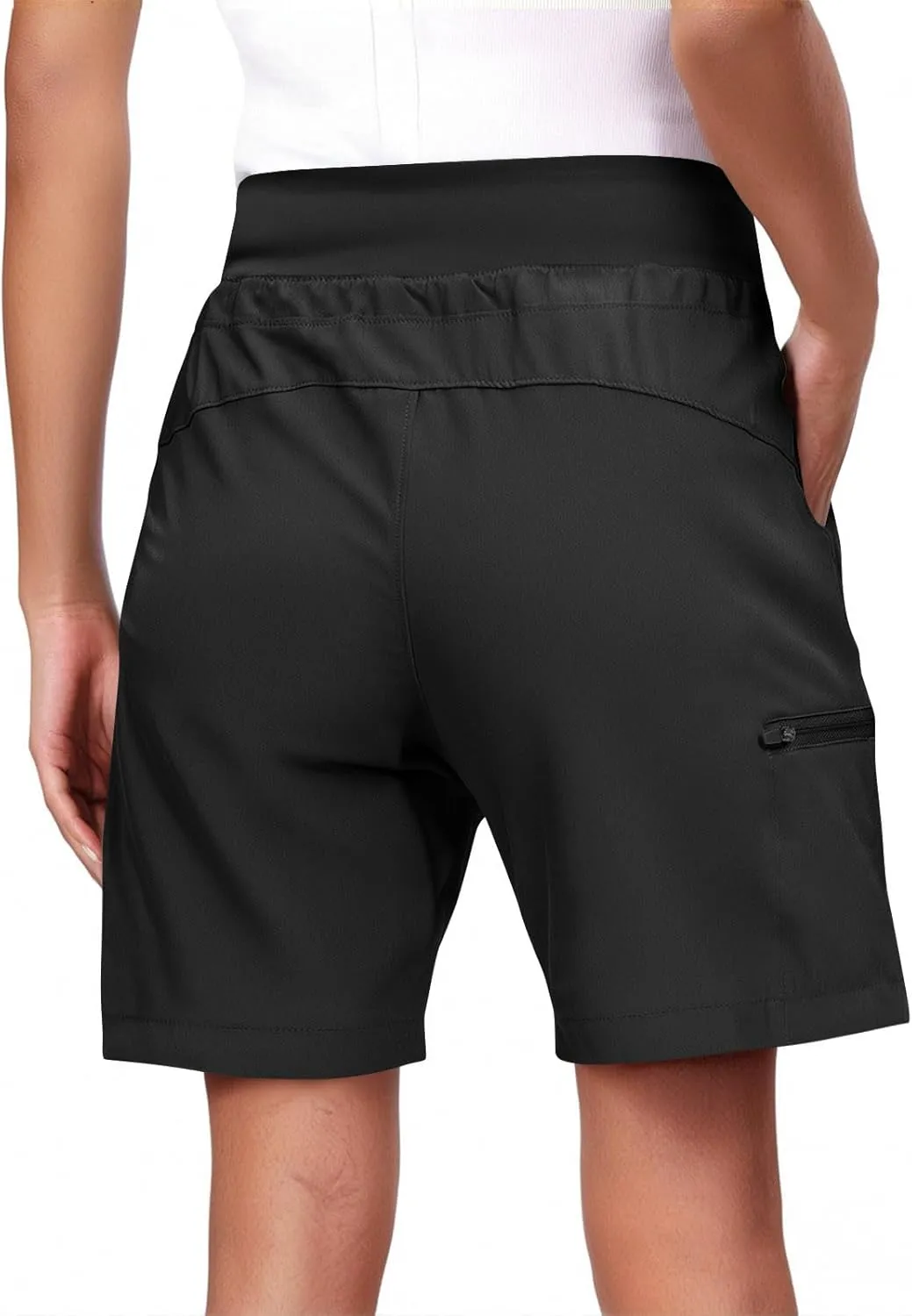 Womens Hiking Cargo Shorts Quick Dry High Waisted 7 Inch Long Golf Athletic Summer Shorts with Zipper Pockets
