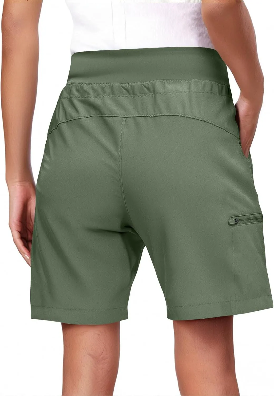 Womens Hiking Cargo Shorts Quick Dry High Waisted 7 Inch Long Golf Athletic Summer Shorts with Zipper Pockets
