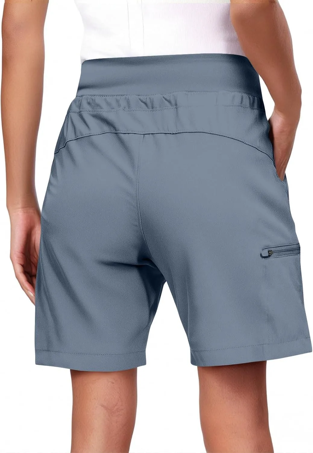 Womens Hiking Cargo Shorts Quick Dry High Waisted 7 Inch Long Golf Athletic Summer Shorts with Zipper Pockets