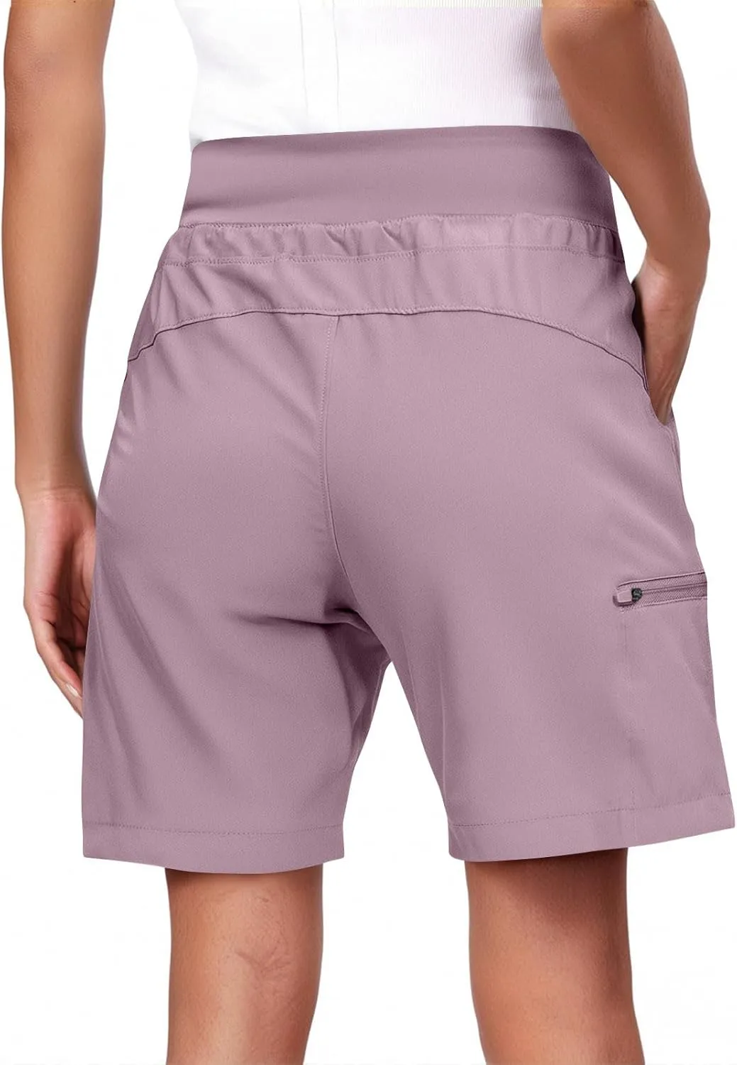 Womens Hiking Cargo Shorts Quick Dry High Waisted 7 Inch Long Golf Athletic Summer Shorts with Zipper Pockets
