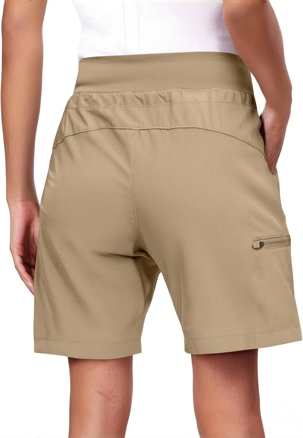 Womens Hiking Cargo Shorts Quick Dry High Waisted 7 Inch Long Golf Athletic Summer Shorts with Zipper Pockets