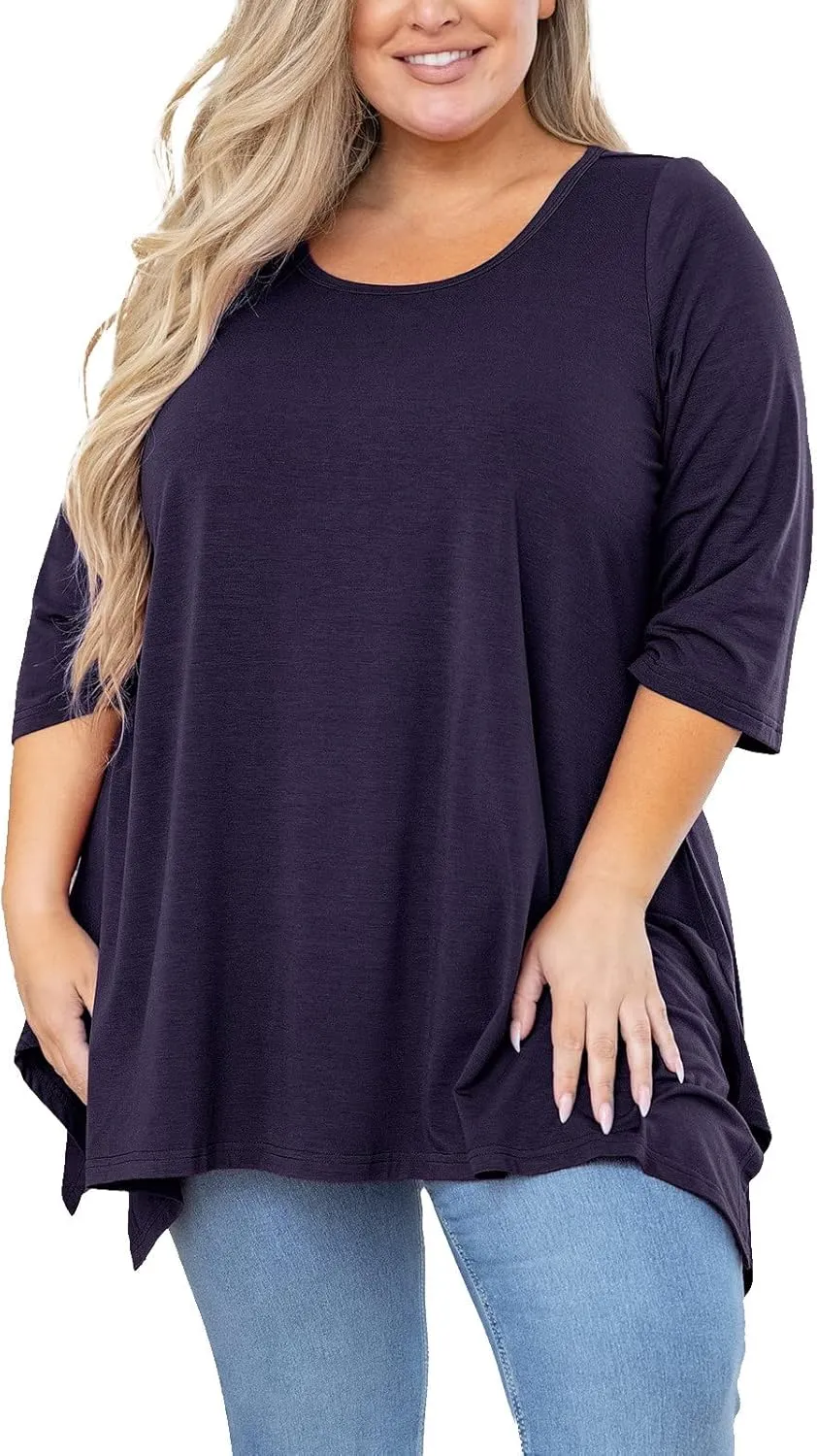 Women's Loose Fit Cotton T-Shirts Summer Crewneck 3/4 Sleeve Oversized Tops Casual Comfy Outdoor Traveling Pullover