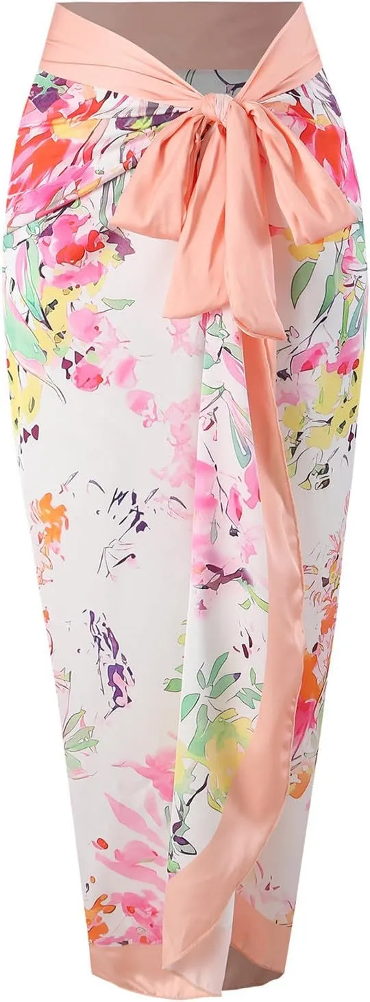 Women's One Piece Swimsuit Fashion-Piece Two Piece Swimsuit Leaf Printed Hip Long Skirt Conservative Swimsuit, S-XL