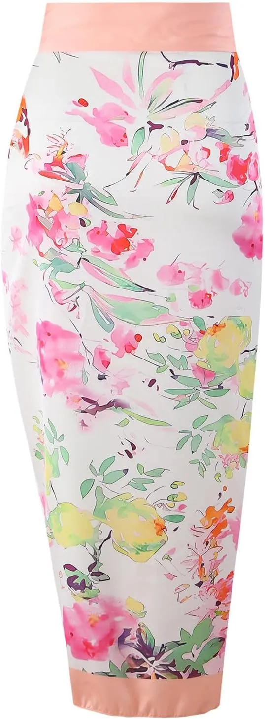 Women's One Piece Swimsuit Fashion-Piece Two Piece Swimsuit Leaf Printed Hip Long Skirt Conservative Swimsuit, S-XL