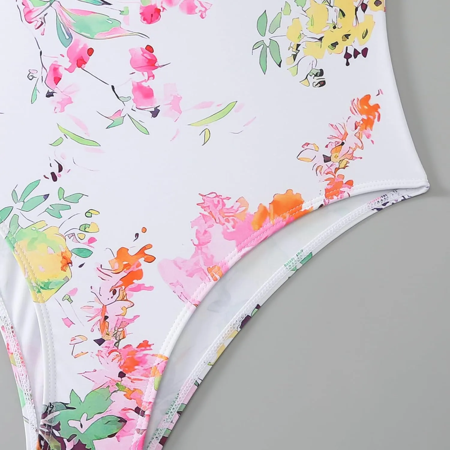 Women's One Piece Swimsuit Fashion-Piece Two Piece Swimsuit Leaf Printed Hip Long Skirt Conservative Swimsuit, S-XL