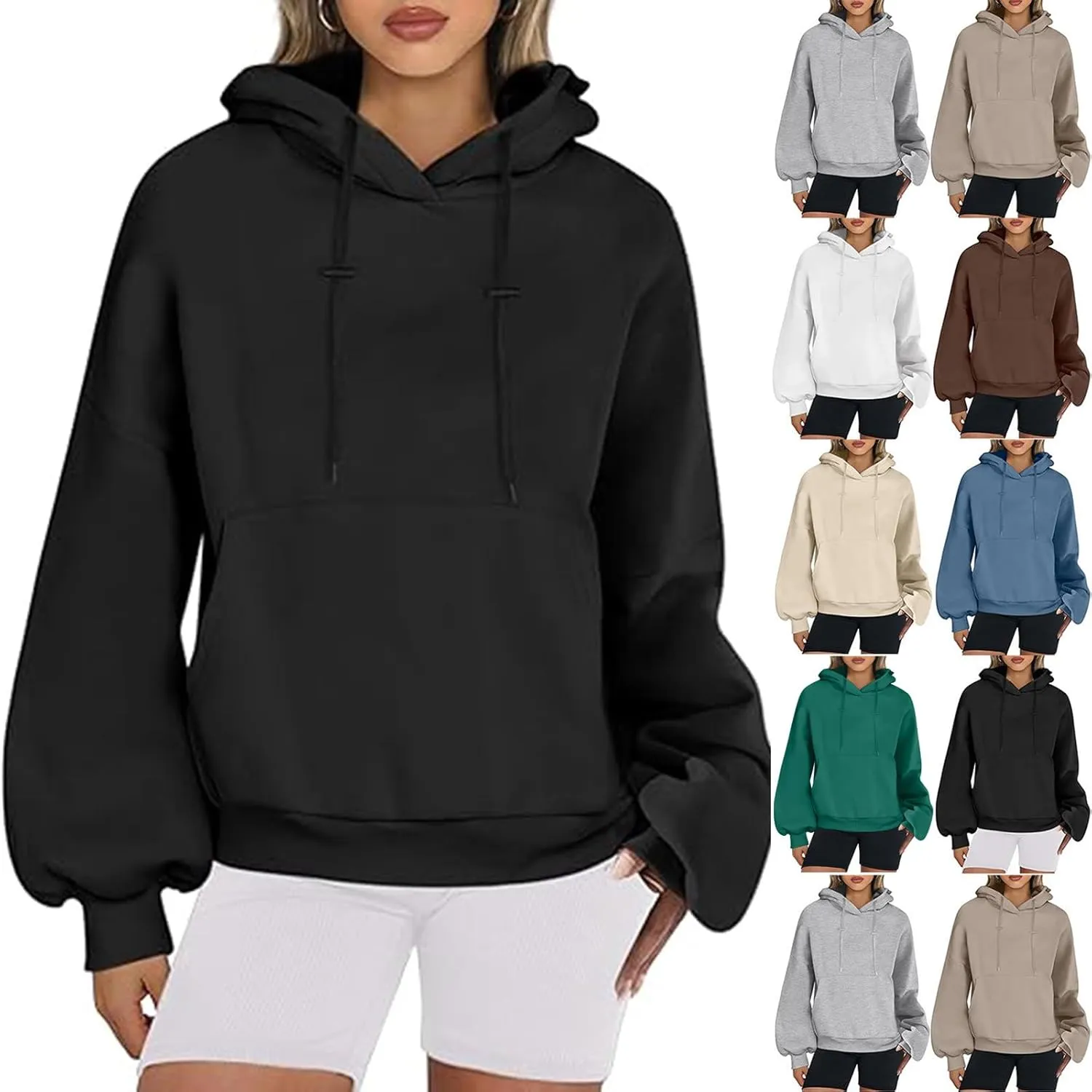Womens Oversized Hoodies Trendy 2024 Casual Loose Fleece Hooded Sweatshirts Fall Pullover Sweaters Y2K Clothes