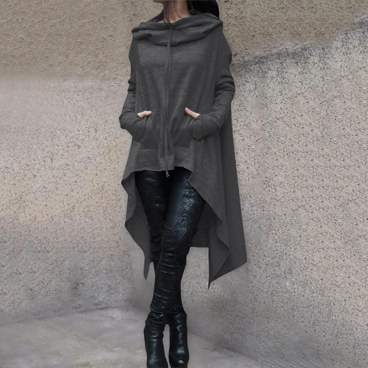 Women’s Slub Knit Full-Zip Hoodie Women Loose Hoodie Long Hooded Tops Ladies Sweatshirt Sweaters Casual Fashion