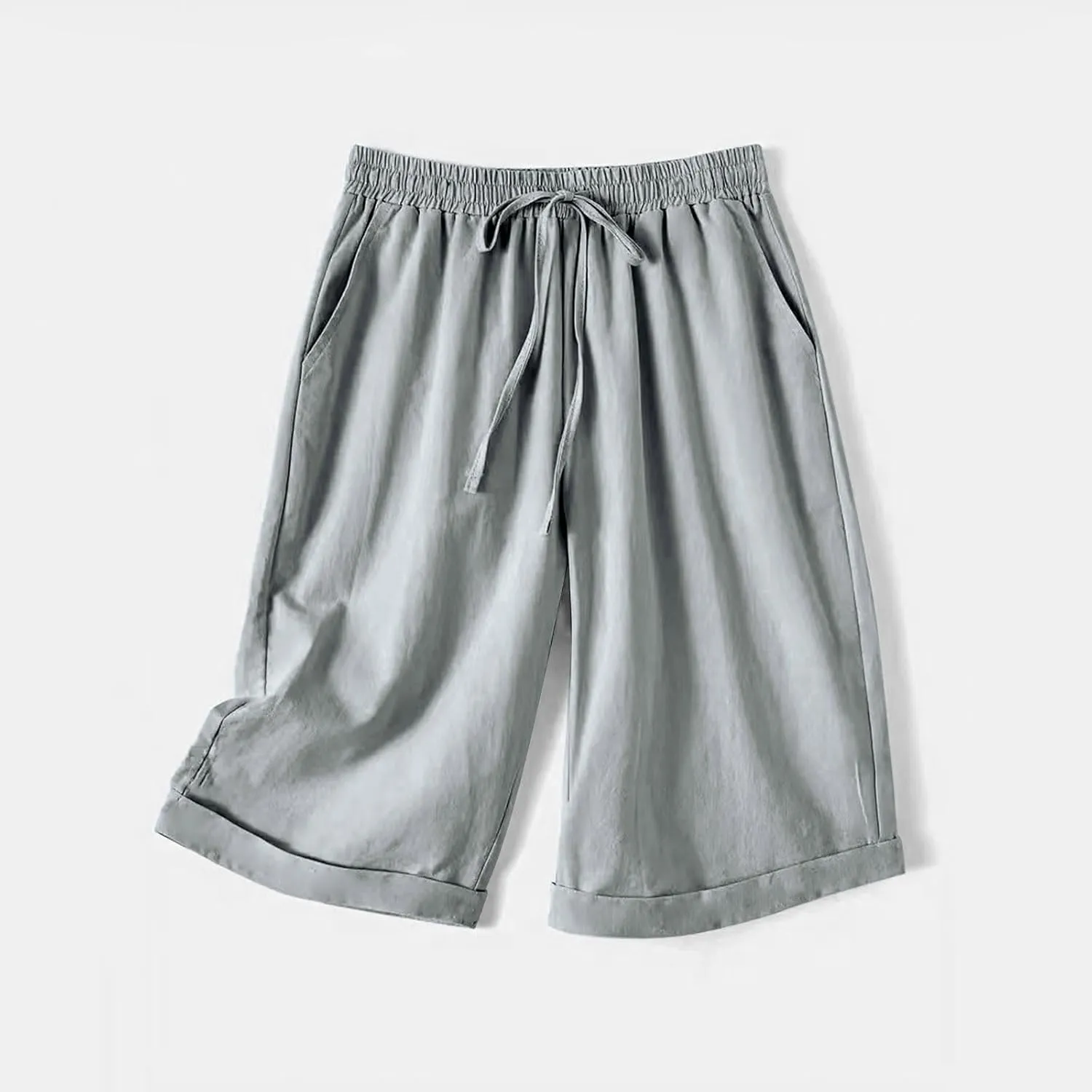 Women's Straight Leg Knee Length Shorts Capris Lightweight Quick Dry Sports Wide Legs Shorts for Summer Vacation