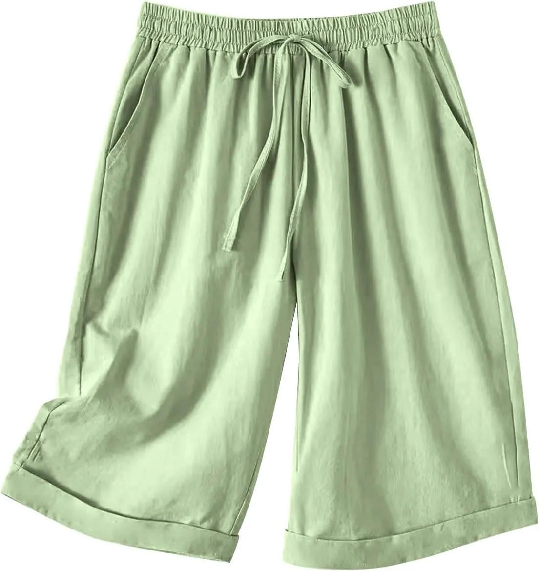 Women's Straight Leg Knee Length Shorts Capris Lightweight Quick Dry Sports Wide Legs Shorts for Summer Vacation