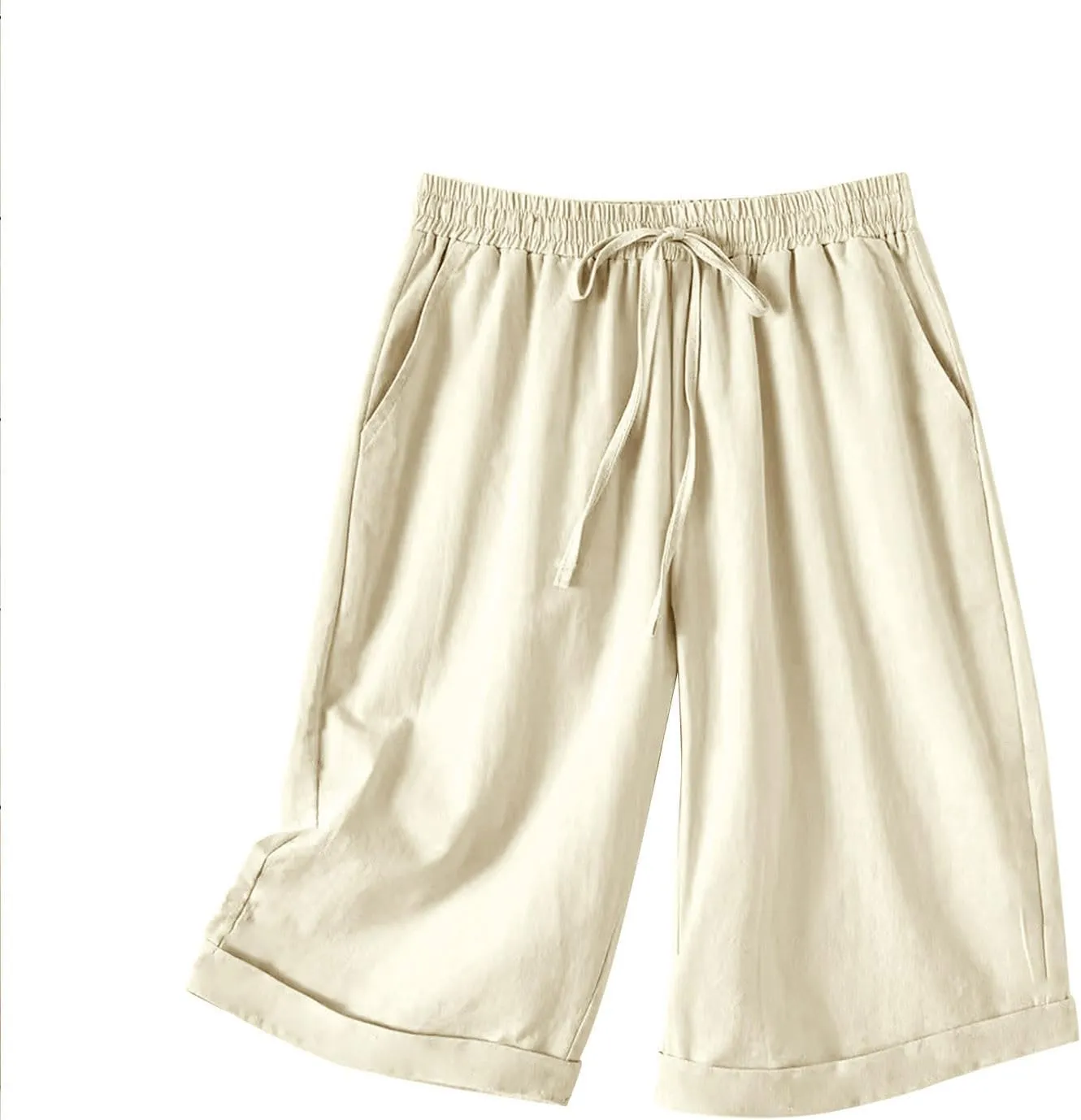 Women's Straight Leg Knee Length Shorts Capris Lightweight Quick Dry Sports Wide Legs Shorts for Summer Vacation