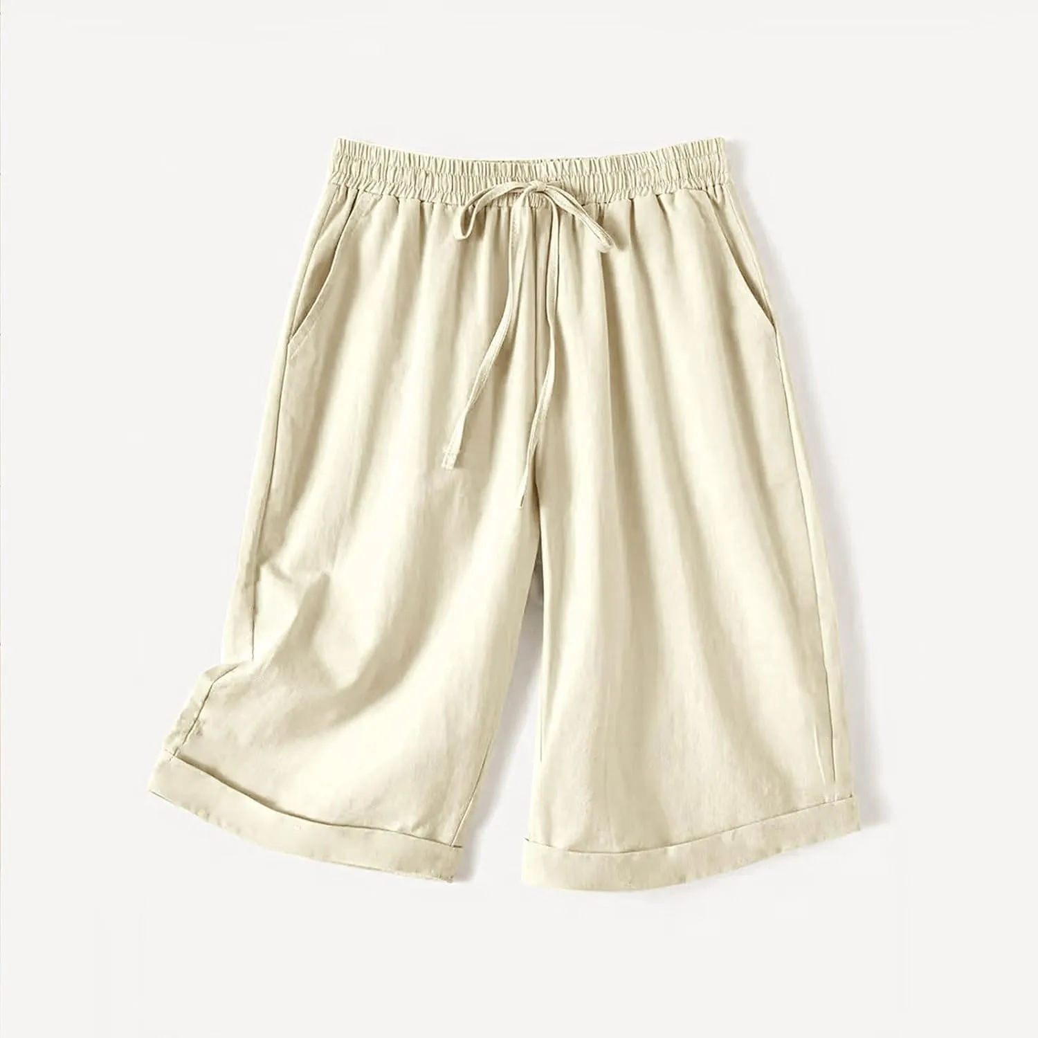 Women's Straight Leg Knee Length Shorts Capris Lightweight Quick Dry Sports Wide Legs Shorts for Summer Vacation