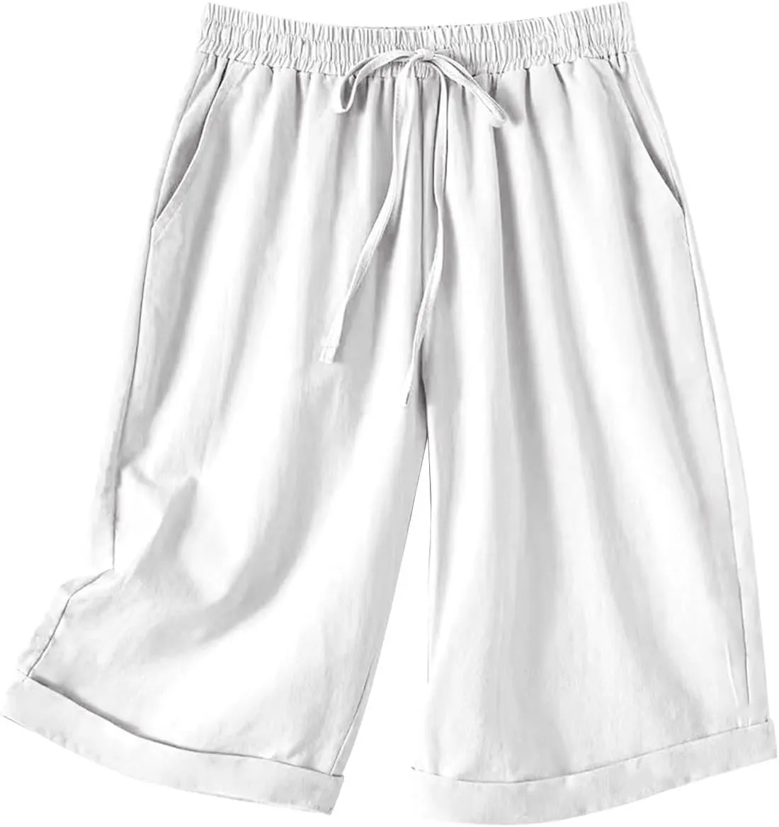 Women's Straight Leg Knee Length Shorts Capris Lightweight Quick Dry Sports Wide Legs Shorts for Summer Vacation