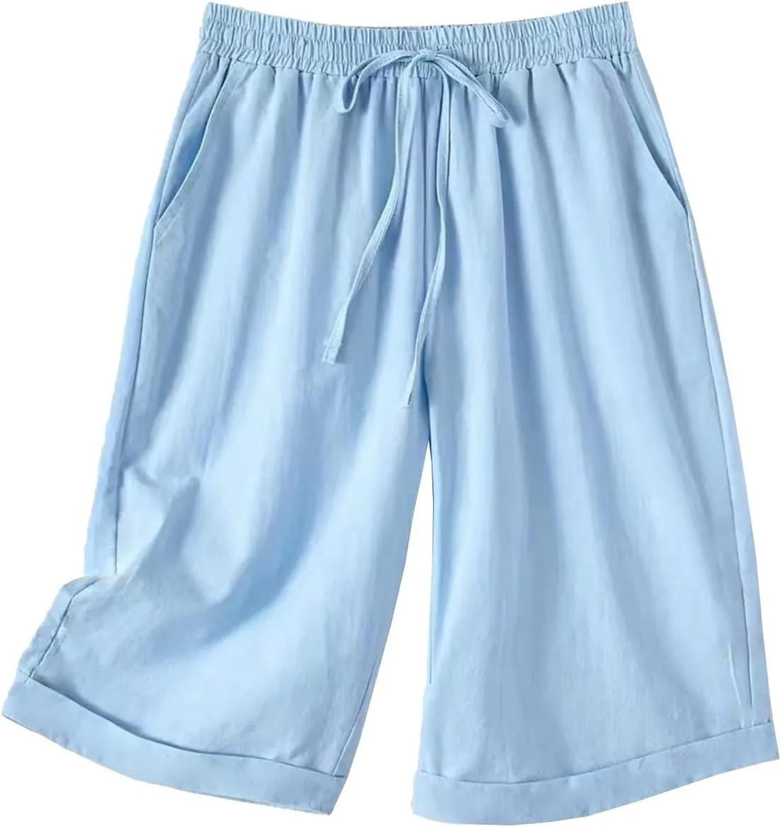 Women's Straight Leg Knee Length Shorts Capris Lightweight Quick Dry Sports Wide Legs Shorts for Summer Vacation