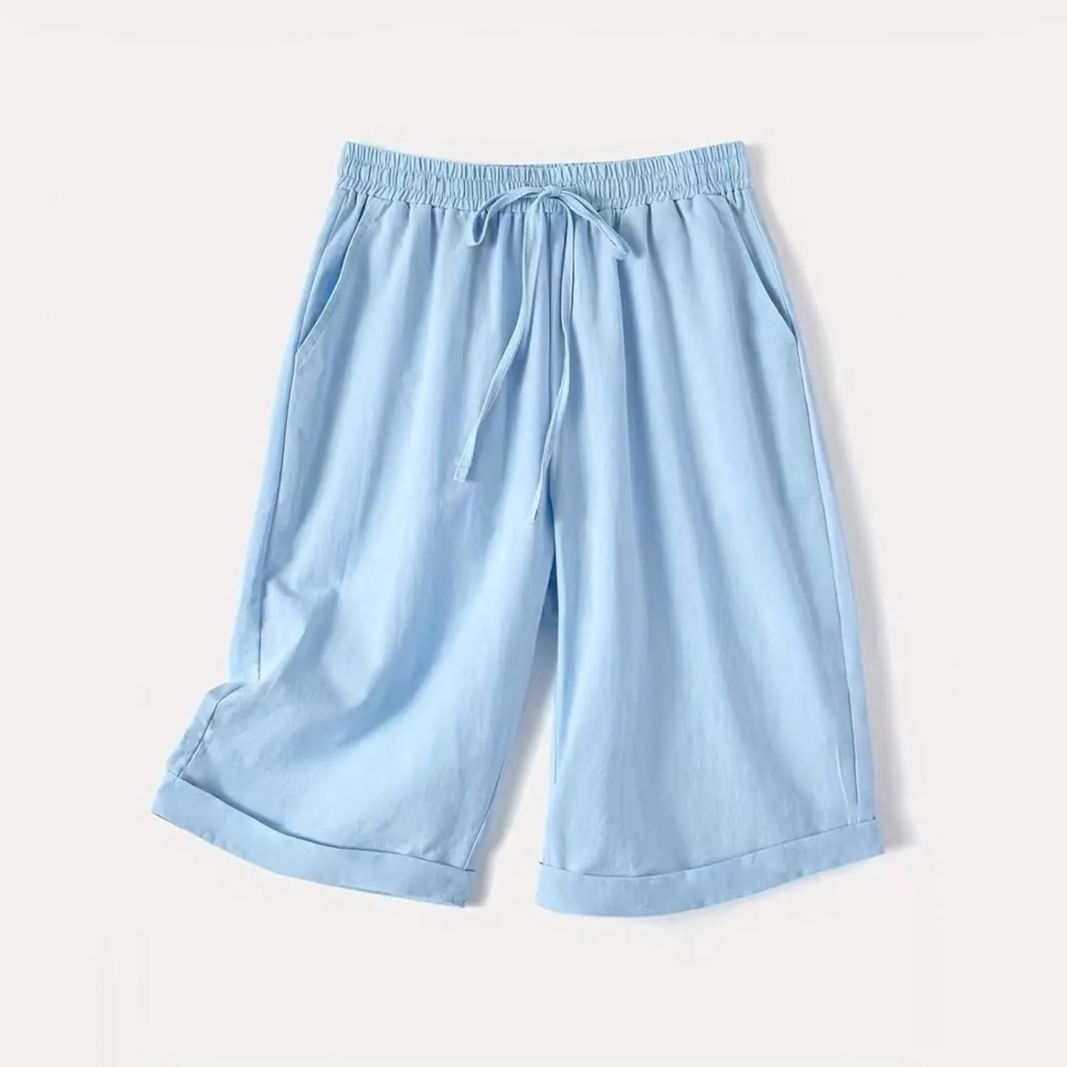Women's Straight Leg Knee Length Shorts Capris Lightweight Quick Dry Sports Wide Legs Shorts for Summer Vacation