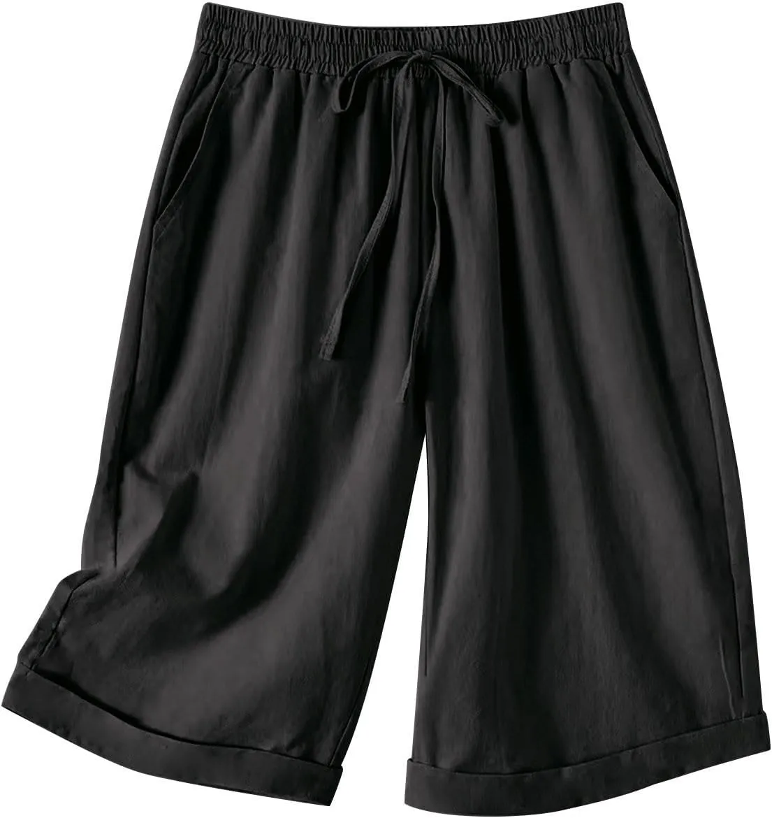 Women's Straight Leg Knee Length Shorts Capris Lightweight Quick Dry Sports Wide Legs Shorts for Summer Vacation