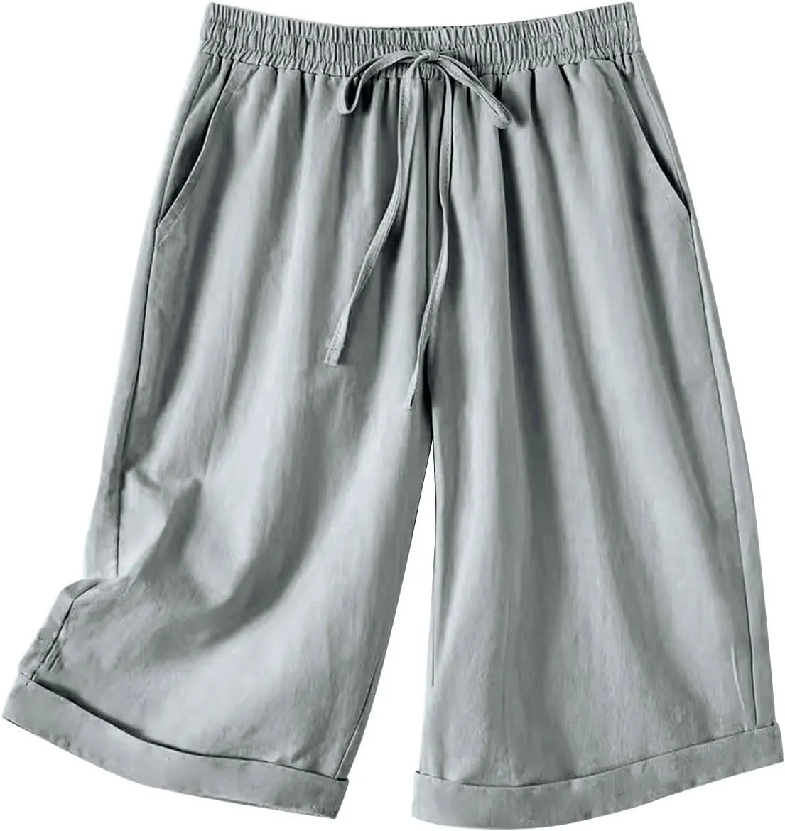 Women's Straight Leg Knee Length Shorts Capris Lightweight Quick Dry Sports Wide Legs Shorts for Summer Vacation