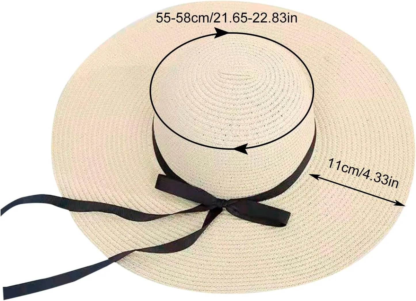 Women's Summer Caps Women Big Brim Straw Hat Sun Floppy Wide Brim Hats Bowknot Folding Beach Cap Quick (Khaki, One Size)