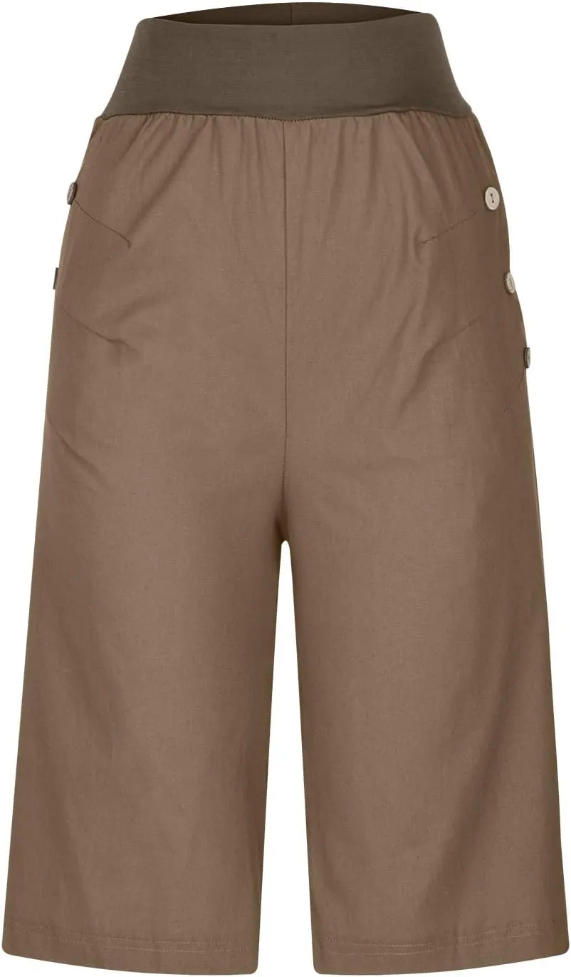 Womens Summer Knee Length Shorts Trendy 2024 High Waisted Cotton Linen Bermuda Shorts Loose Casual Shorts with Pocket