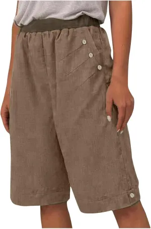 Womens Summer Knee Length Shorts Trendy 2024 High Waisted Cotton Linen Bermuda Shorts Loose Casual Shorts with Pocket