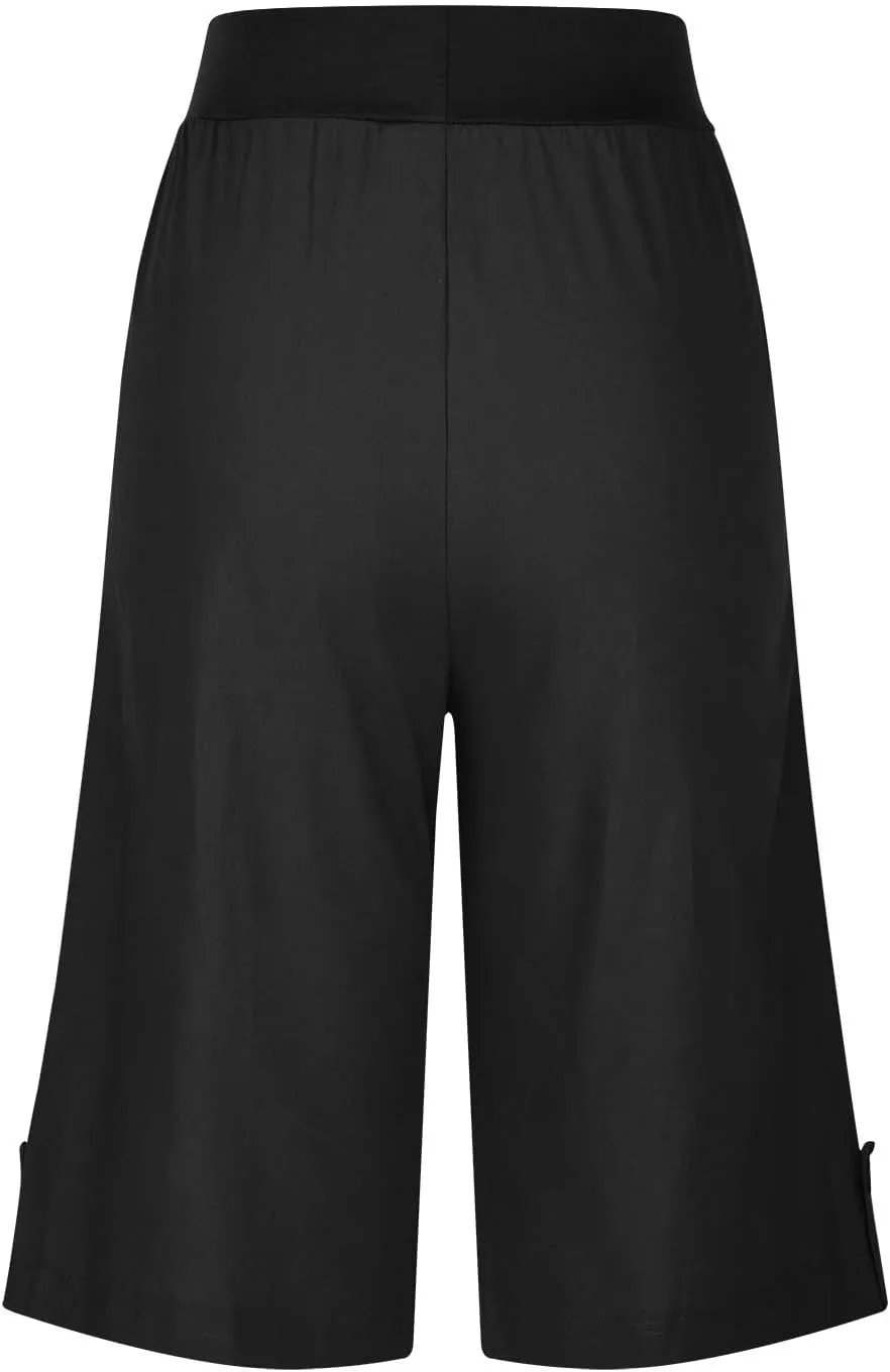 Womens Summer Knee Length Shorts Trendy 2024 High Waisted Cotton Linen Bermuda Shorts Loose Casual Shorts with Pocket