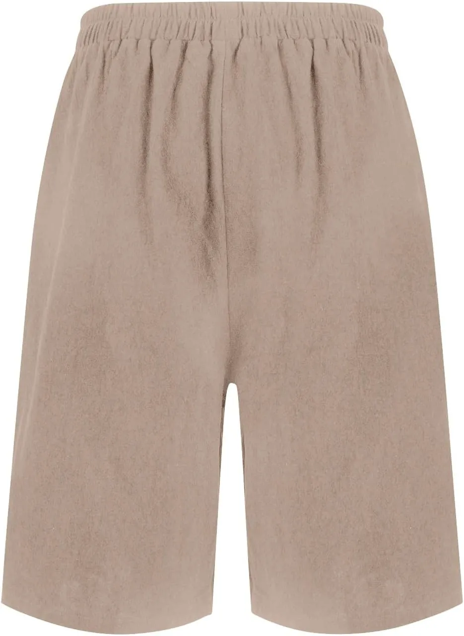 Womens Summer Shorts Bermuda Shorts for Women Cotton Linen Wide Leg Knee Length Casual Loose Fit Comfy 2025 Trendy