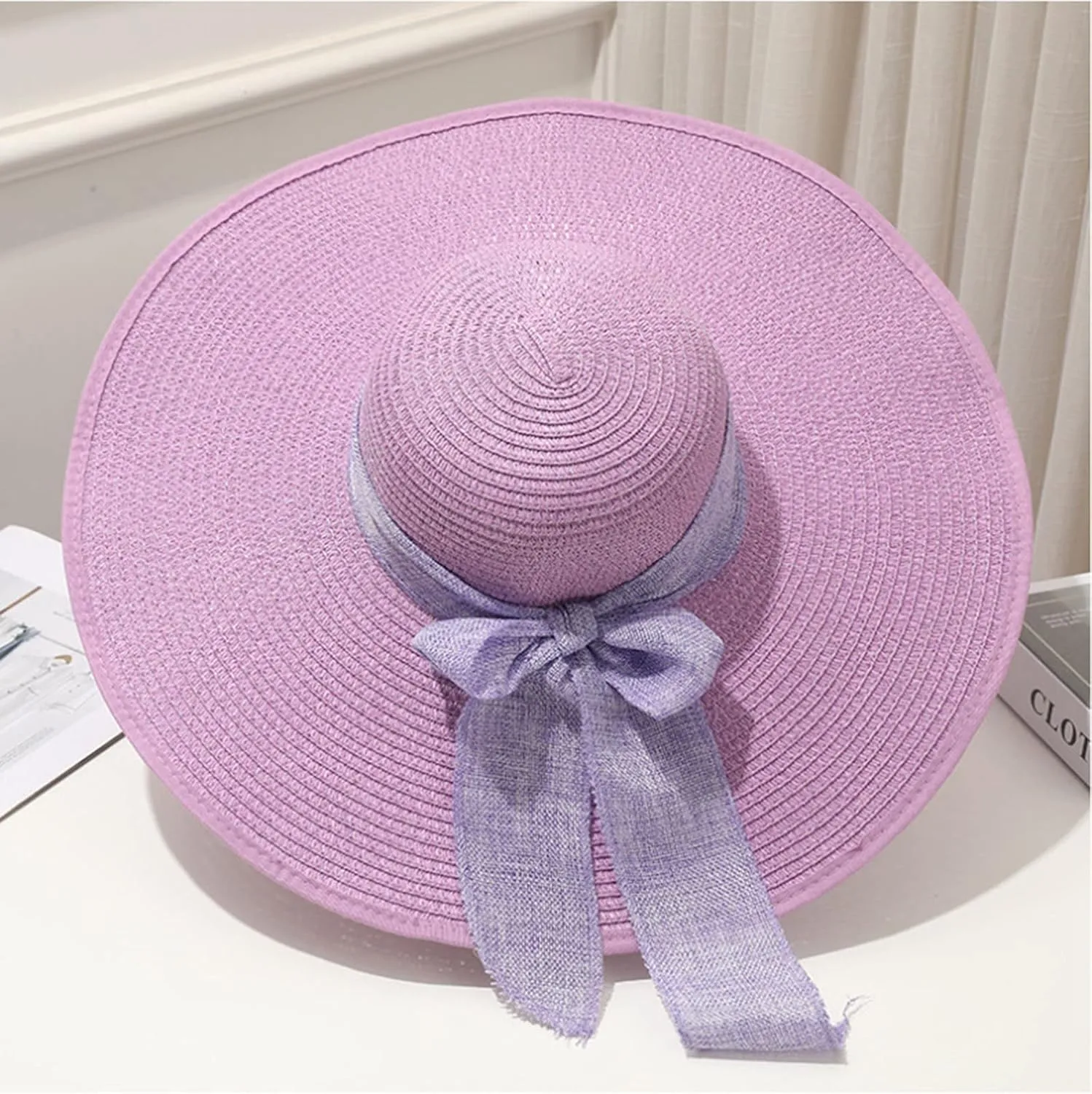 Womens Sun Straw Hat Fashionable Summer Wide Brim Cap UPF 50 Hat Foldable Roll up Floppy Beach Hats for Women
