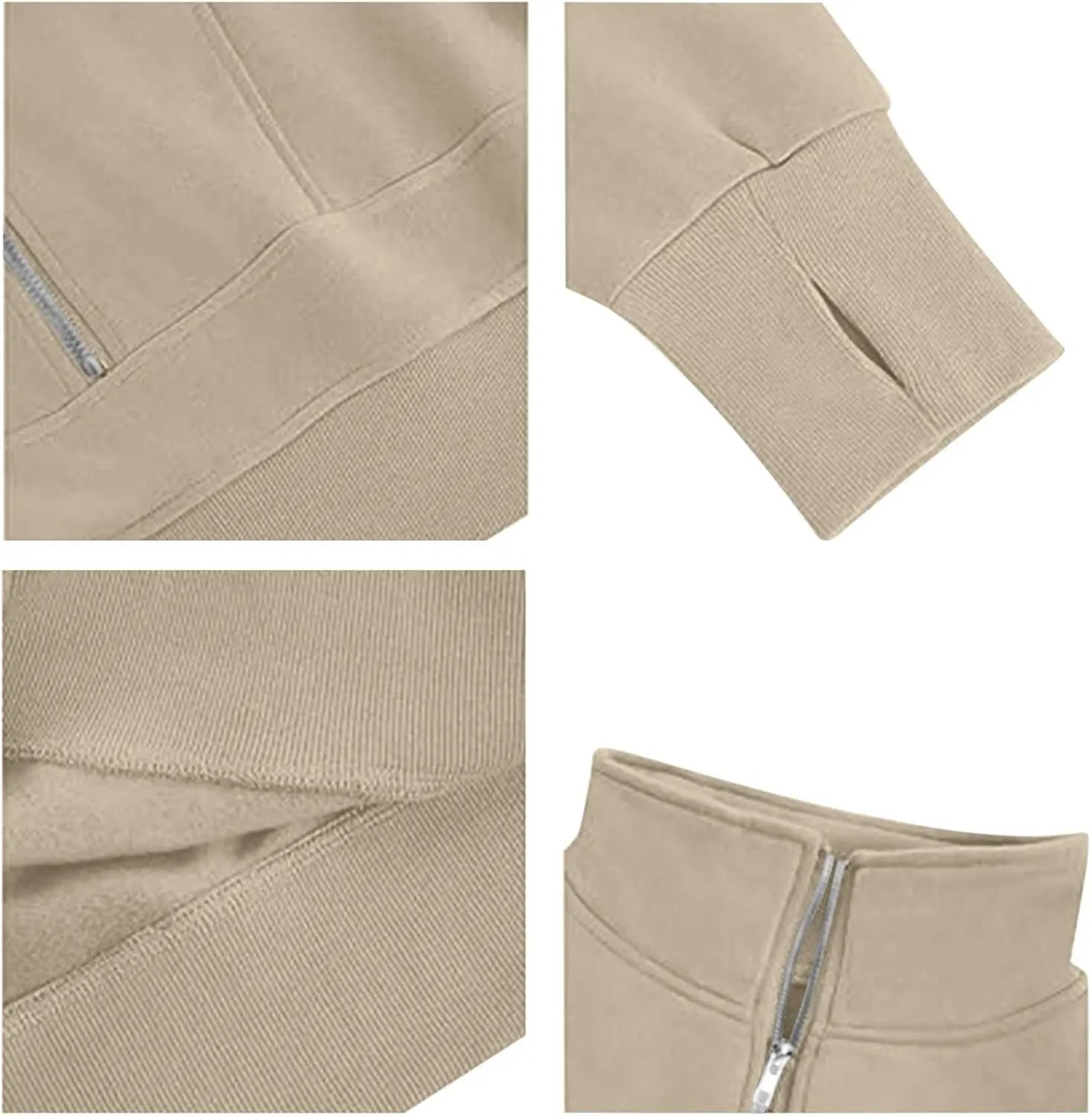 Womens Sweatshirt Half Zip Cropped Pullover Sweatshirts Stand Collar Pullover Tops With Thumb Hole Fleece Soft Outfits