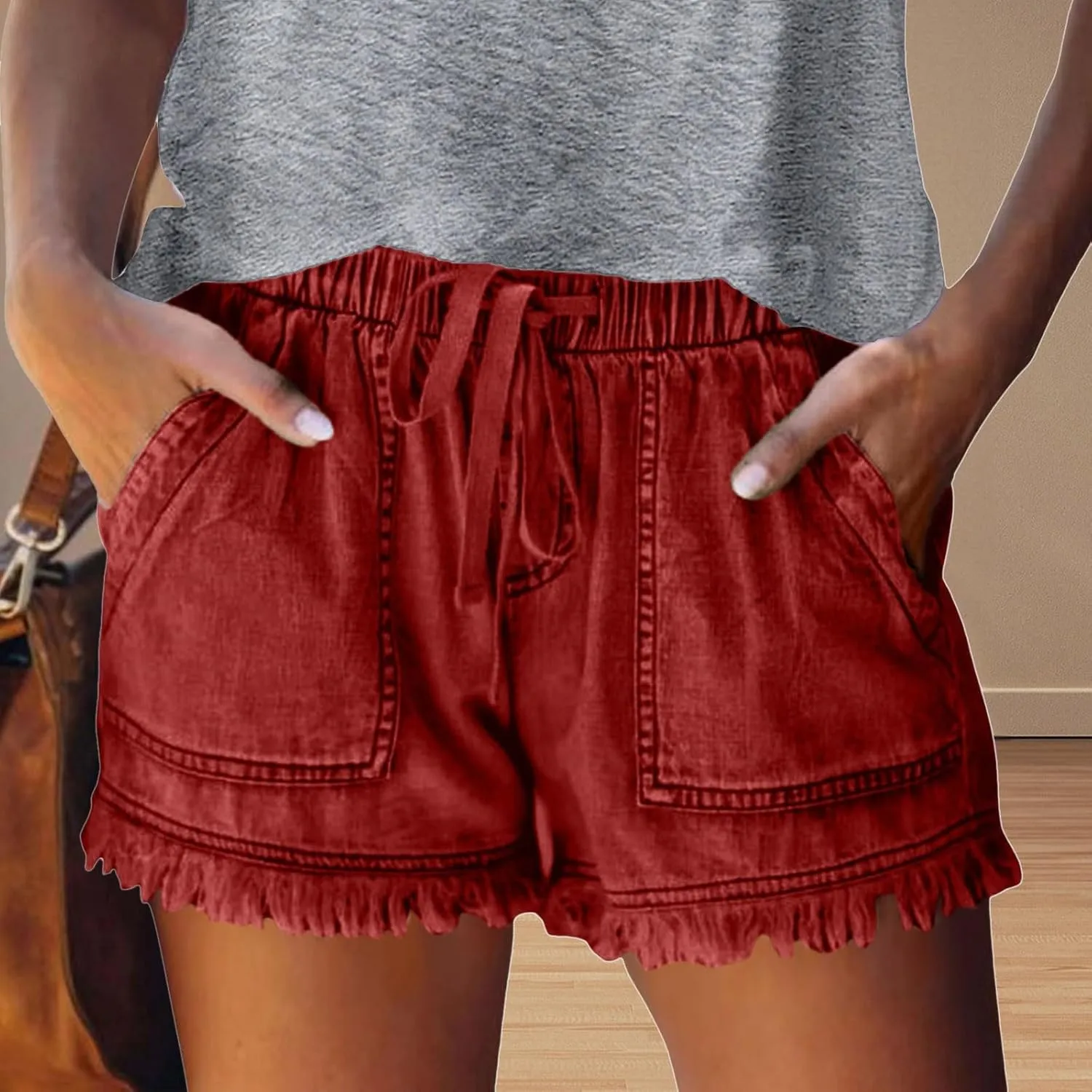 Women's Trendy Ripped Jean Shorts High Waisted Junior Frayed Raw Denim Shorts Cutoff Distressed Stretch Casual Short