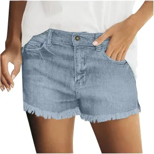 Women's Vintage Cutoff Jean Shorts Junior High Waisted Frayed Raw Denim Shorts Streetwear Distressed Casual Short