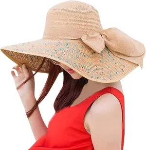 Women's Wide Brim Beach Sun Straw Hat Women UPF50 Travel Floppy Foldable Roll up Cap Summer Large Brim Sun Hat