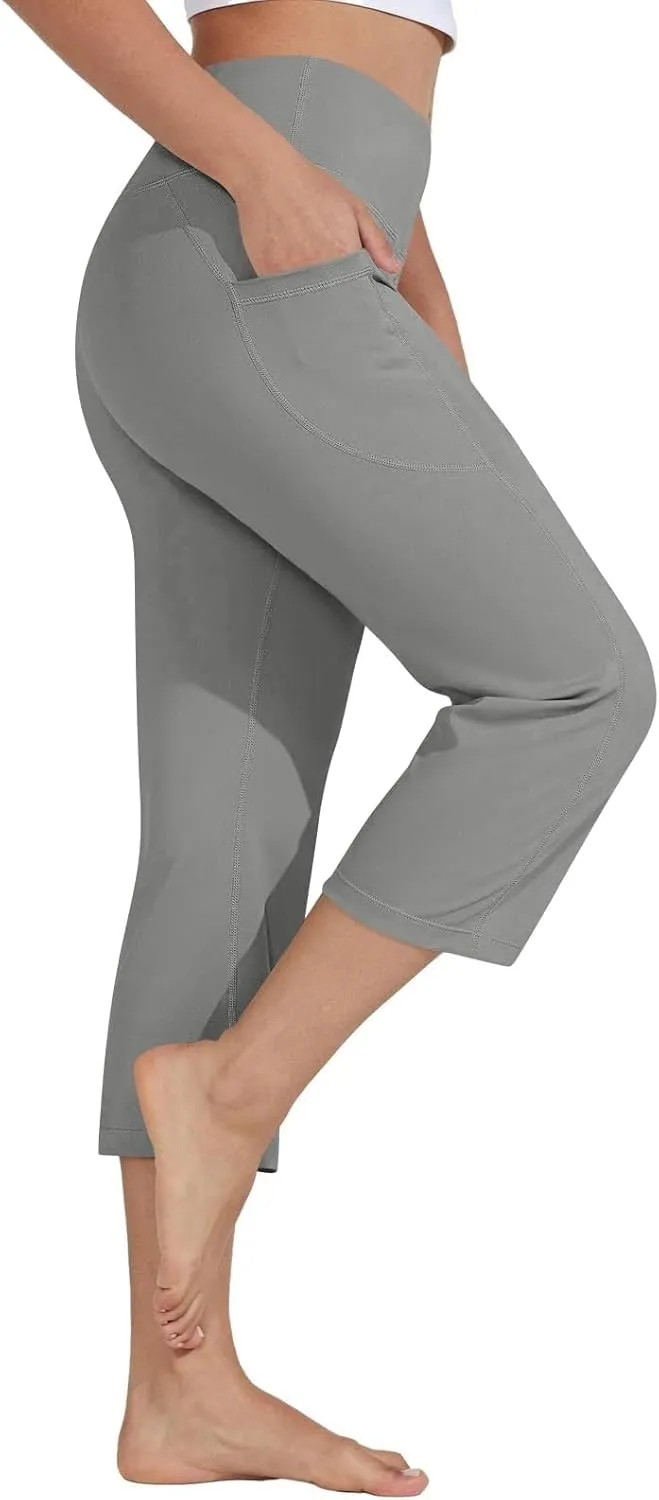 Womens Wide Leg Yoga Pants Casual Five Yoga Shorts Summer Wide Leg Capris Women's Capri Pants Summer Loose Yoga