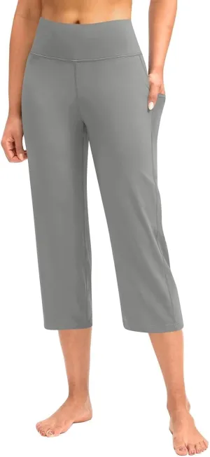Womens Wide Leg Yoga Pants Casual Five Yoga Shorts Summer Wide Leg Capris Women's Capri Pants Summer Loose Yoga