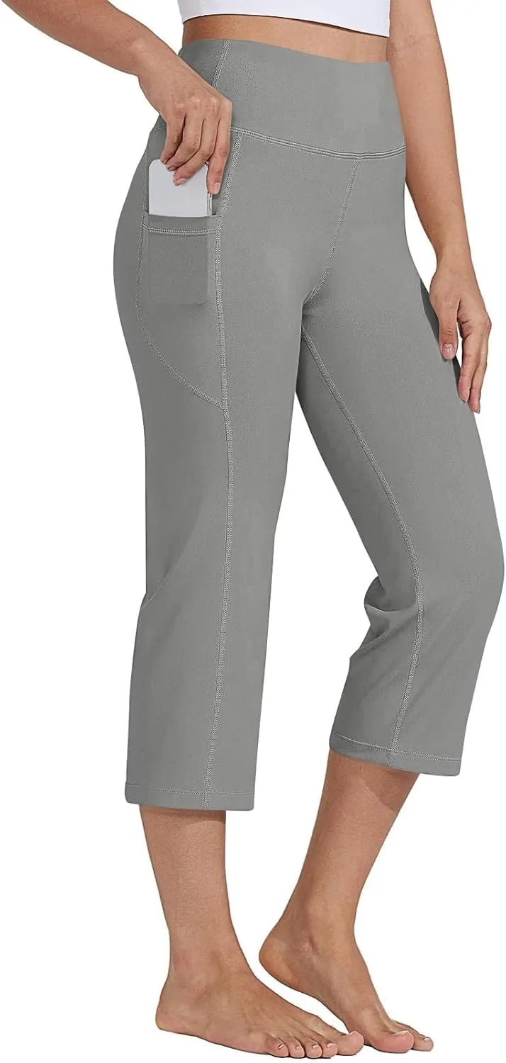 Womens Wide Leg Yoga Pants Casual Five Yoga Shorts Summer Wide Leg Capris Women's Capri Pants Summer Loose Yoga