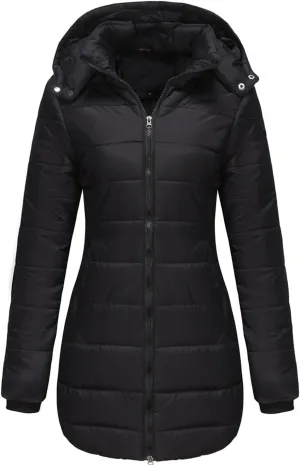 Women's Winter Down Thicken Jacket Long Puffer Parka Coat with Hood Warm Quilted Lightweight Jackets Ski Snow Coats