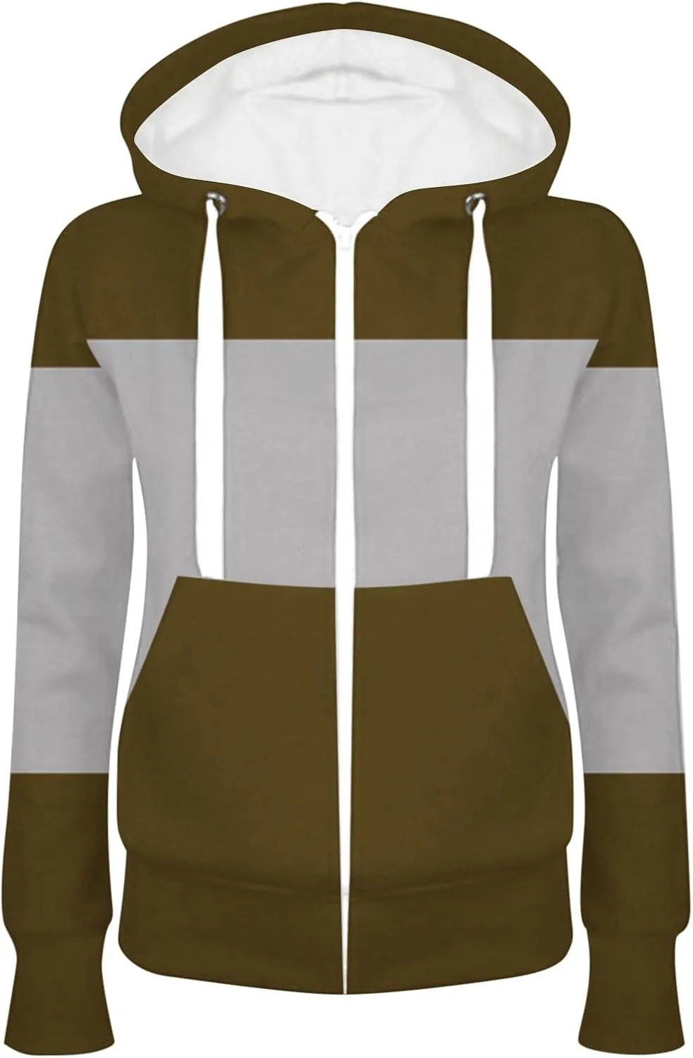 Women's Zip Up Hoodie Casual Long Sleeve Plain Jacket 2025 Spring Trendy Drawstring Hooded Sweatshirts with Pockets