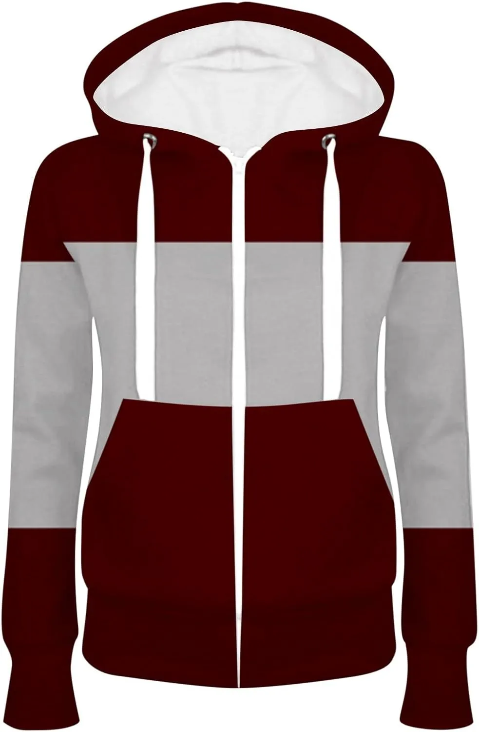 Women's Zip Up Hoodie Casual Long Sleeve Plain Jacket 2025 Spring Trendy Drawstring Hooded Sweatshirts with Pockets