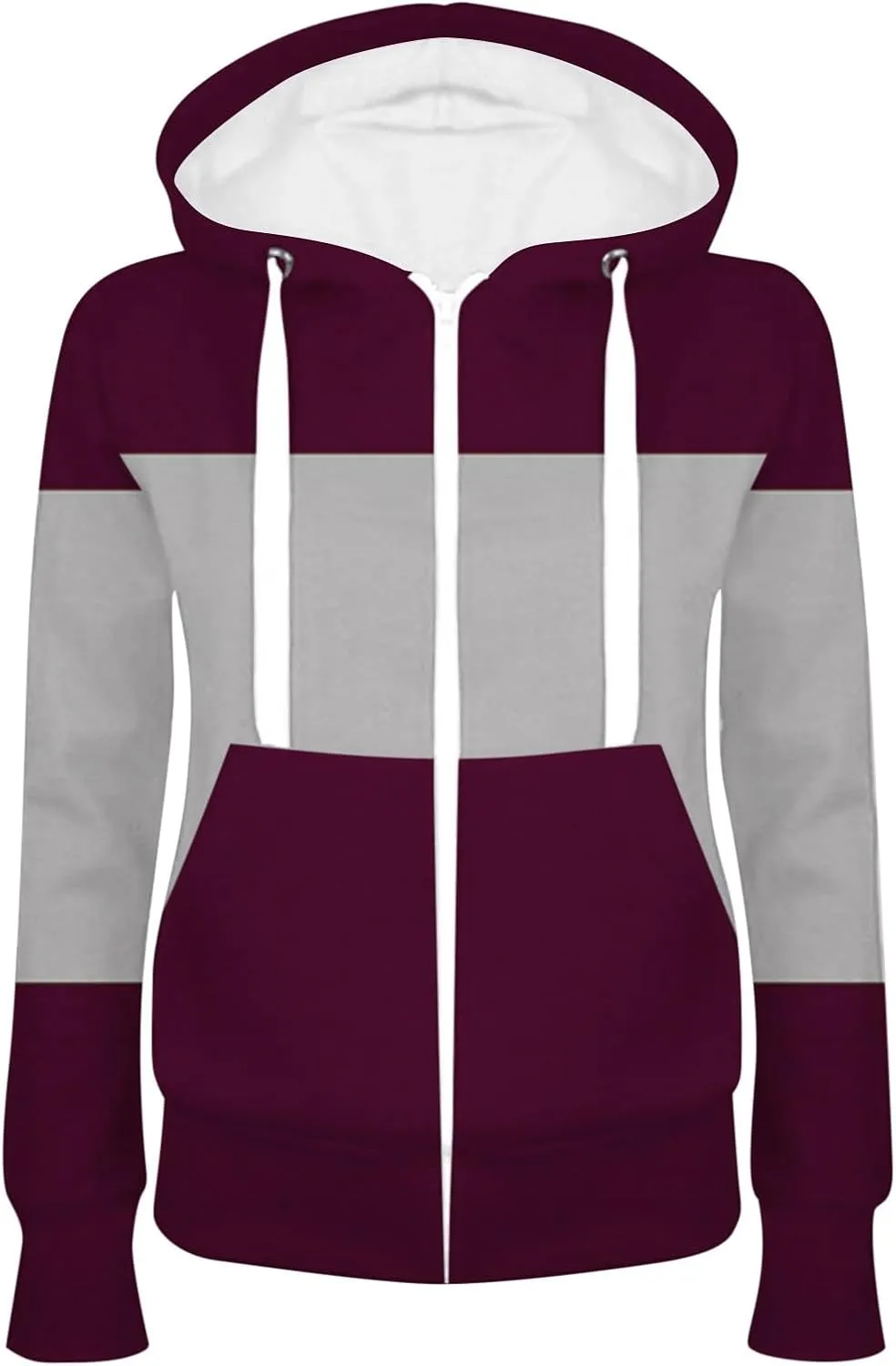 Women's Zip Up Hoodie Casual Long Sleeve Plain Jacket 2025 Spring Trendy Drawstring Hooded Sweatshirts with Pockets