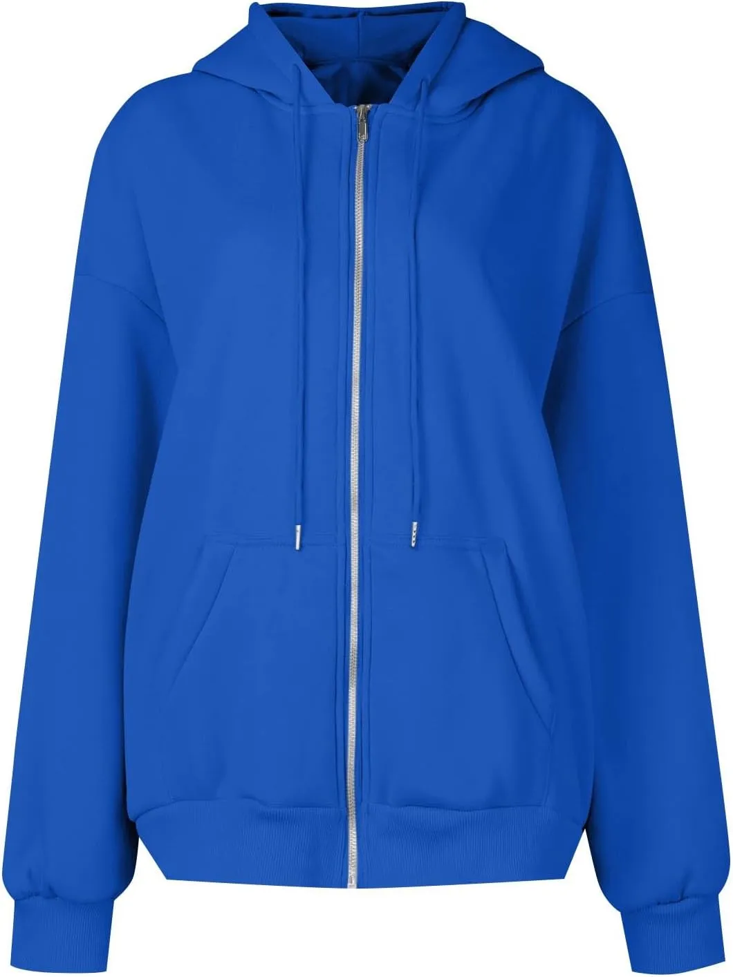 Womens Zip Up Hoodies Casual Long Sleeve Oversized Sweatshirts Fleece Y2k Jacket 2024 Fall Fashion Clothes with Pockets