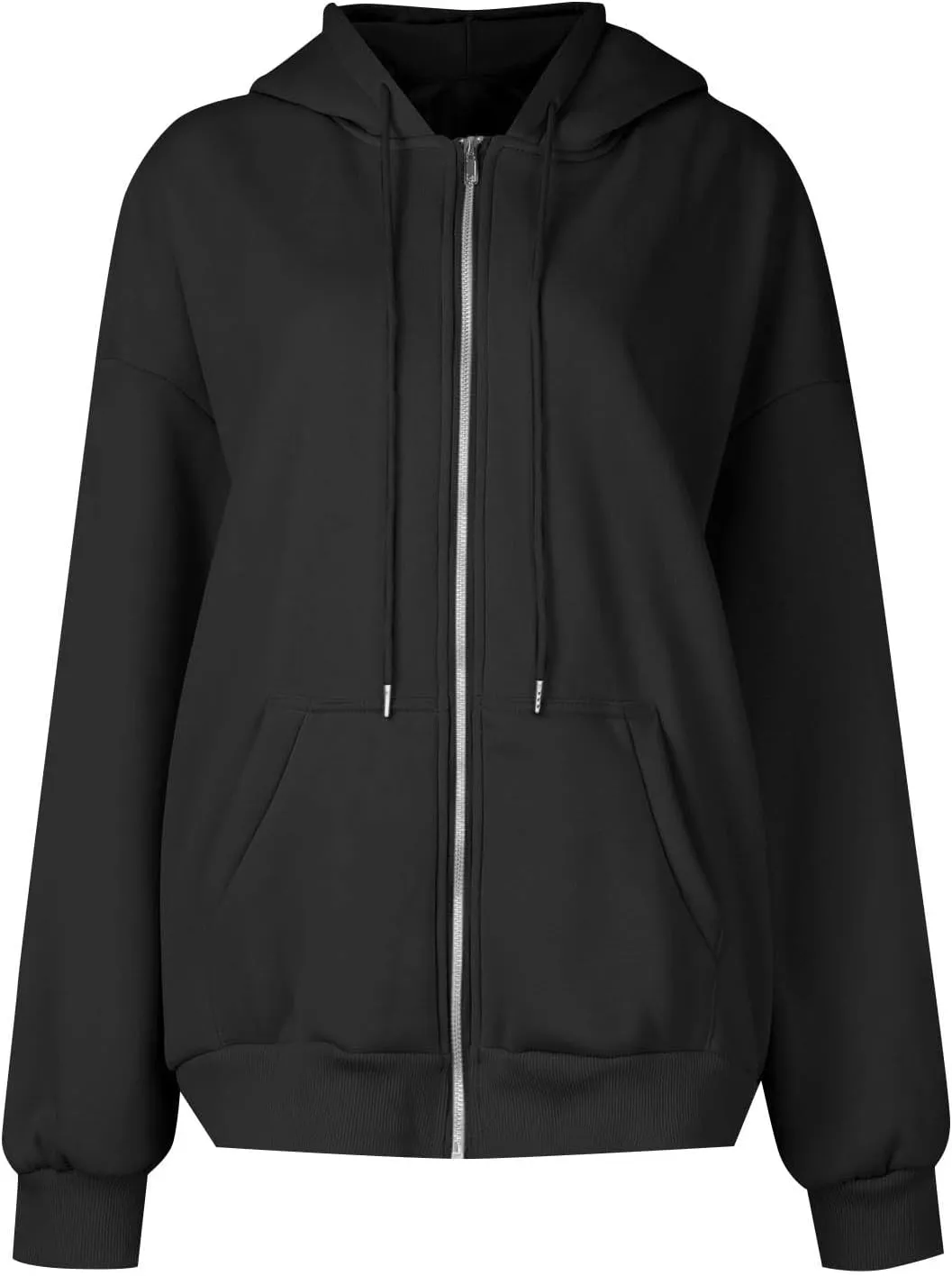 Womens Zip Up Hoodies Casual Long Sleeve Oversized Sweatshirts Fleece Y2k Jacket 2024 Fall Fashion Clothes with Pockets