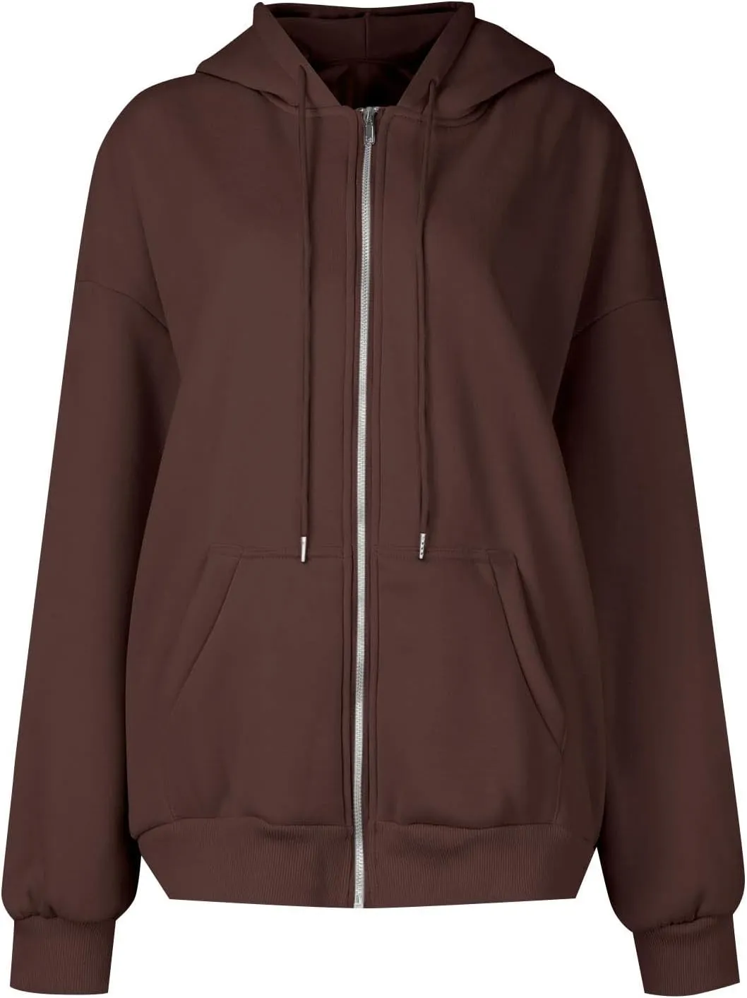 Womens Zip Up Hoodies Casual Long Sleeve Oversized Sweatshirts Fleece Y2k Jacket 2024 Fall Fashion Clothes with Pockets